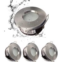IP65 wasserdichter LED-Einbaustrahler, GU10-Sockelkonfiguration, geeignet für Badezimmer- und Küchenstrahler (Glühbirne nicht im Lieferumfang enthalten), Downlight-Ausschnitt aus satiniertem Nickel, 7