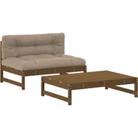 Maison Exclusive - 2-tlg. Garten-Lounge-Set mit Kissen Honigbraun