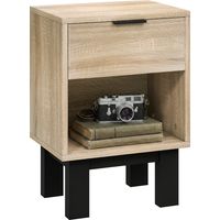 VIYET Table de Nuit Chêne 35×26×50cm – 1 Tiroir + 1 Étagère Ouverte, Pour Chambre ou Salon, Montage Requis