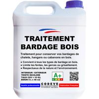 Traitement Bardage Bois - 5 L - Codeve Bois - Pour La Protection De Votre Bardage, Chalet Ou Cabanon En Bois.