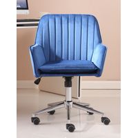 Velvet Desk Office Chair Swivel Chair with Chrome Base in Blue
