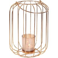 Lanterne à bougie en métal doré 21,5 cm
