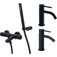 Mattschwarzes Waschbecken-, Bidet- und Badewannenmischer-Set Paffoni Light KITLIG9NO