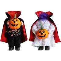Poupée Citrouille Sans Tête - Décoration Halloween - Fantôme Avec Cape - Noir Et Blanc - Lot De 2