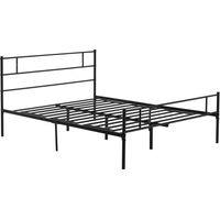 Letto Matrimoniale Acciaio 160x200cm con Doghe Testiera e Pediera Nero