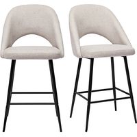 Tabourets de bar en tissu effet velours texturé beige H65 cm (lot de 2) COSETTE