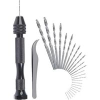 Taladro manual ajustable con brocas helicoidales, juego de 25 minibrocas helicoidales para madera de nogal, ámbar, olivo y nogal americano.