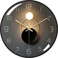 Moderne geräuschlose Wanduhr, 30 cm Durchmesser, runde digitale Quarzuhr, geeignet für Wohnzimmer, Büro, Schlafzimmer, Küche (schwarz)