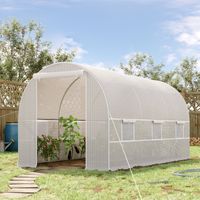 Serre de jardin tunnel 4x2x2m avec structure en acier et toile en polyéthylène blanc