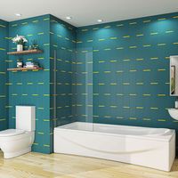 AICA 800x1400mm Corner Fixed Bath Shower Screen Over Bath Square Cut