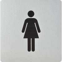 WC Symbol Frau selbstklebend, 100 x 100 mm, Kunststoff alufarbig