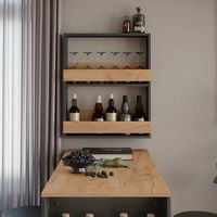 Estante para copas de vino Repose, Oro power roble/antracita, 60 x 72 cm, Vicco