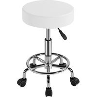 Homevive Taburete con Ruedas Taburete Giratorio 360° Silla de Salón para Salón de Belleza y Masaje Altura Regulable de 50,5 a 65 cm Blanco
