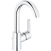 Waschtischarmatur Alpha 300 C Armatur mit gebogenem Aulsauf, druckfest + Ablaufgarnitur, verchromt