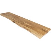 Holzplatte Arya mit echter Baumkante (einseitig), 110 x 30 cm, Akazienholz naturfarben, massiv & lackiert