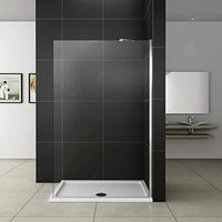 Walk-in Parete Doccia Con Barra Stabilizzatrice Snodabile 45 cm Vetro Temperato Anticalcare 80x200 cm, piatto doccia 90x90cm