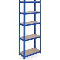 Relaxdays Scaffale in Acciaio, HLP 180 x 60 x 30 cm, con 5 Ripiani ad Alta Portata 500 kg, per Garage e Cantina, Blu