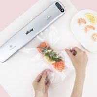 Wëasy SIL85 Envasadora Al Vacío Para Alimentos Secos y Húmedos, Uso Doméstico, 85 W, Bandeja 30 Cm, Selladura Instantánea Segundos, Incluye 10 Bolsas, Acero Inoxidable, Gris, Plata