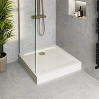760 x 760mm Easy Plumb Non Slip Square Shower Tray for Enclosure with Brass Waste