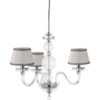 Lampada a sospensione BACH 50 cm con paralume in vetro trasparente 3 LUCI CROMO
