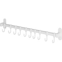 Wandmontierte Küchenreling aus Aluminium mit 10 Utensilienhaken – 60 cm, platzsparend