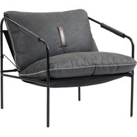 Fauteuil de salon moderne, fauteuil de lecture revêtu de similicuir, housses de coussin amovibles, gris anthracite
