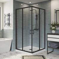 Aquariss Square Corner Entry Enclosure Matt Black 900x900