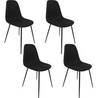 Lot de 4 Chaises - HOME DECO FACTORY - Atome - Ergonomiques - Noires
