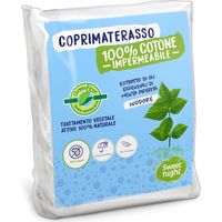 SWEET NIGHT Sweetnight - Greenfirst Coprimaterasso 80x190/200 cm Letto articolato Trattamento Vegetale Impermeabile e antiacaro Mollettone 100% Cotone Silenzioso e Traspirante