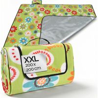 DETEX® XL Waterproof Fleece Picnic Blanket 195x150 200x200cm Camping Blanket Heat Insulated Hand Washable Foldable For 2-6 People Garden Beach Blanket 200x200cm, Blumen (de)