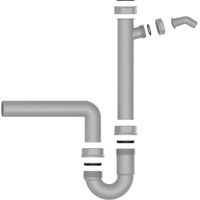 ECO-SAVE KS Spültisch-Röhrensiphon, Grau, 1 1/2"IG x 50 mm, mit 3/4" Geräteanschluss