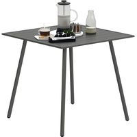 Table de jardin rectangulaire pour 4 personnes, en acier résistant à la rouille, facile à nettoyer, dimensions 80x80x74 cm, couleur grise