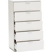 Cassettiera multiuso 5 Cassetti Bianca 60x38x105 cm Legno