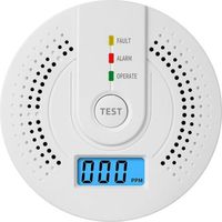 Pair Détecteur de monoxyde de carbone à batterie remplaçable avec affichage numérique LED, alarme de CO pour la sécurité de la maison, moniteur de CO portable pour une utilisation en intérieur