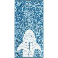 DecoKing Telo mare grande 90 x 180 cm cotone spugna velours asciugamano blu navy bianco Shark