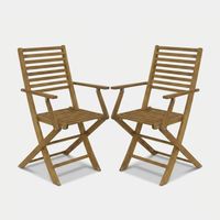 Juego de 2 sillas plegables de exterior en acacia con reposabrazos