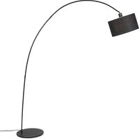 Qazqa – Lampadaire arc noir intelligent 174 cm avec ampoule WiFi A60 – Intensité variable 806 lumens – Compatible Google Home et Alexa