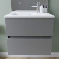 Hângende BadezimmerMˆbel komplett aus Edelstahl 60 cm ROSINOX - Grau - Waschbeckenoberseite aus Harz