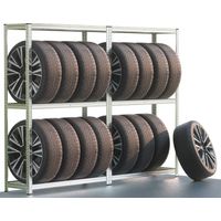 MONZANA® Set of 2 Tyre Racks Space for 8 Tyres 795 KG Load Capacity Height-Adjustable Rubber Floor Protection MDF Heavy Duty Storage Shelf Workshop Garage Shed