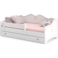 Letto per bambini EMMA con cassetto e sponda 160x80 rosa