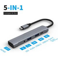 Station d'accueil USB-C 5-en-1 avec HDMI, audio, ports USB et alimentation pour PC portable Dell HP