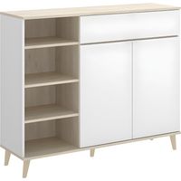 Credenza per cucina 2 ante, 1 cassetto e 4 nicchie Bianco e Rovere - WAJDI
