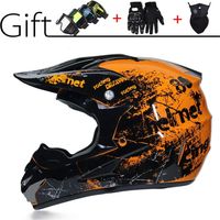 Casque de motocross pour adulte, casque de moto pour homme avec gants/masque/lunettes, homologué DOT, casque de VTT, DH, enduro, quad, VTT, taille L(Tour de tête 56-57 cm)