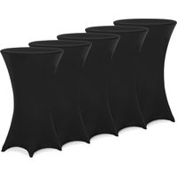 Deuba – Housses de table haute ronde – Set de 5 – Tissu stretch noir – Lavables à 30°C – Renforcement au niveau des pieds – Ø80 cm