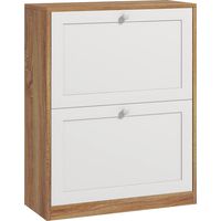 Armário de sapatos branco para 12 pares com gavetas dobráveis e prateleiras ajustáveis,dimensões 60x24,5x75,5 cm