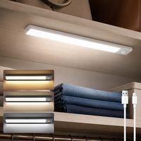 ROSNEK Veilleuse LED 40 cm avec détecteur de mouvement rechargeable lampe de placard Argent
