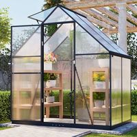 BIRCHTREE 6X4FT Polycarbonate Greenhouse Walk-In Green House Aluminium Frame