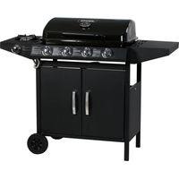 Habitat Et Jardin – Barbecue à gaz 5 brûleurs 9.6 kW + 1 latéral 3.3 kW – Surface de cuisson 64 x 37 cm – Structure acier – Thermomètre intégré