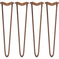 4 x 28" Hairpin Legs - 2 Prong - 12mm - Antique Copper