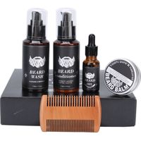 Kit soin barbe nourrissant : shampoing barbe, après-shampoing barbe, huile à barbe, crème et peigne